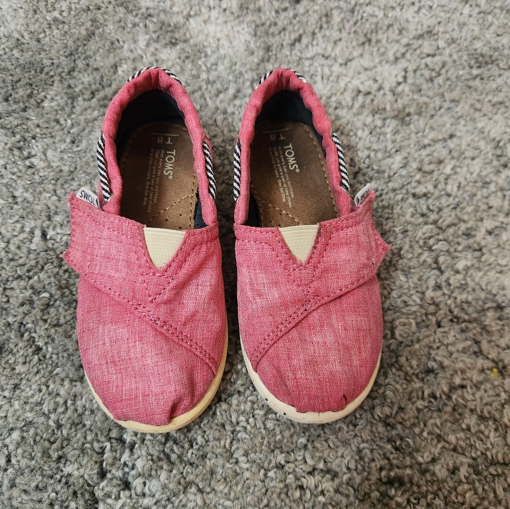 TOMS Kids Pink Canvas Sneakers Size 8T